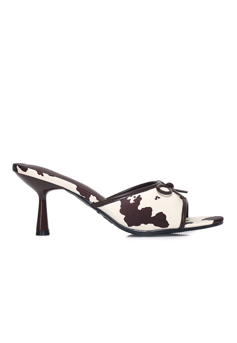 Anastasia Cow Print Heels (Brown)