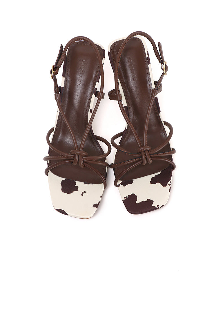 Anneliese Cow Print Strappy Heels (Brown)