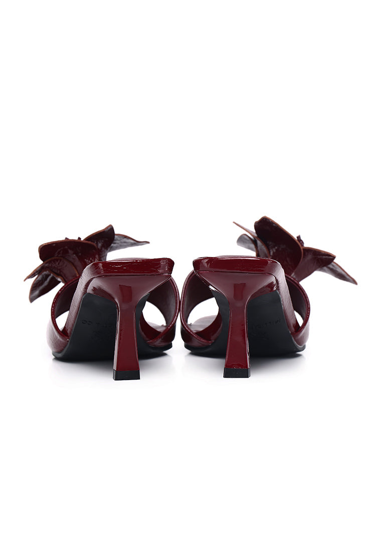 Reese Floral Sandals Heels (Maroon)