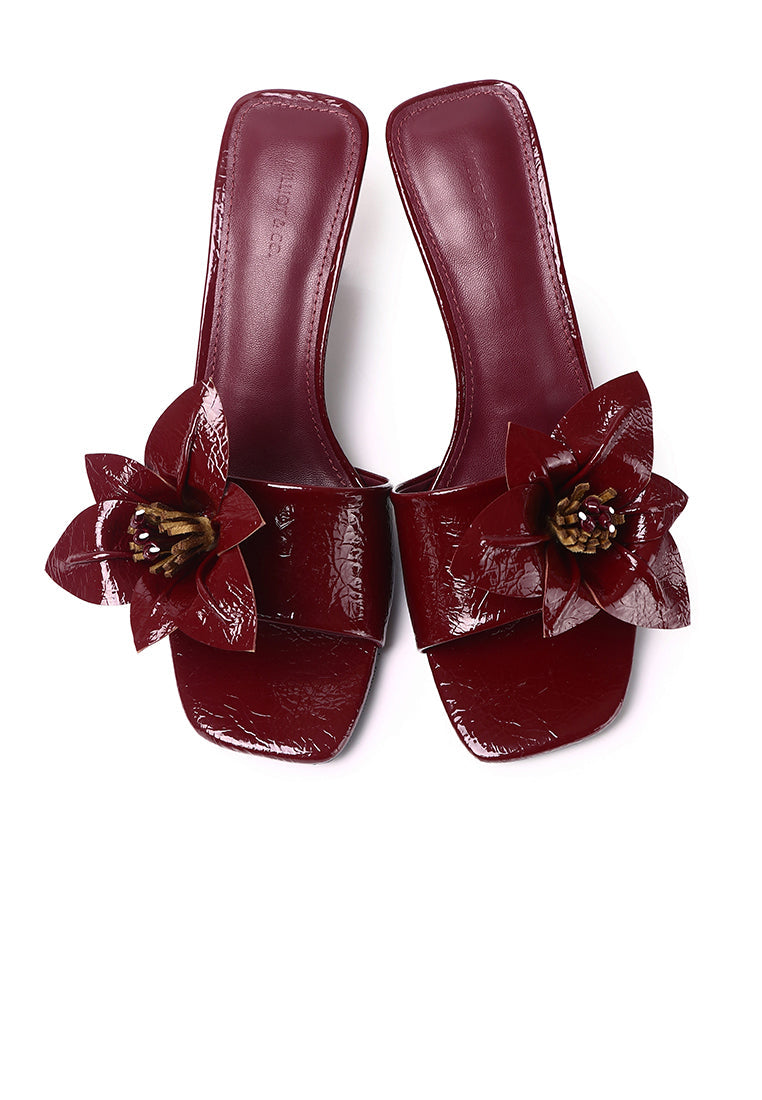 Reese Floral Sandals Heels (Maroon)