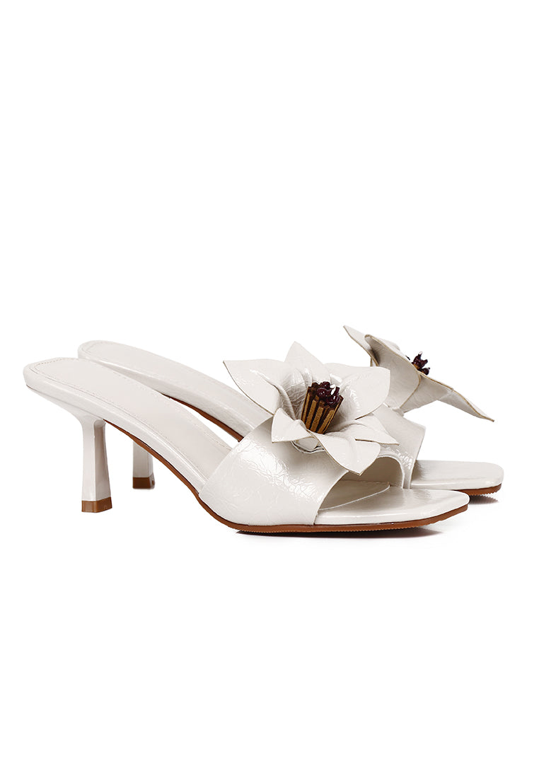 Reese Floral Sandals Heels (White)