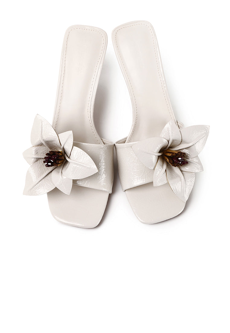 Reese Floral Sandals Heels (White)