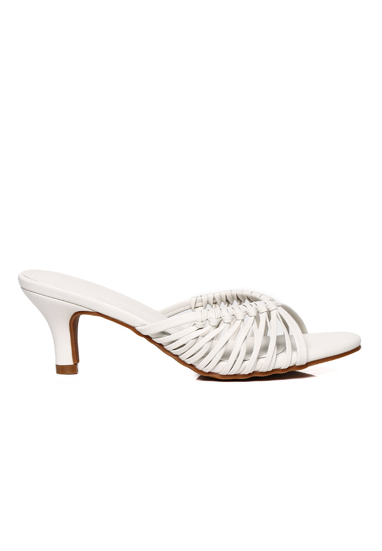 Fern Braided Slip On Heels (White)