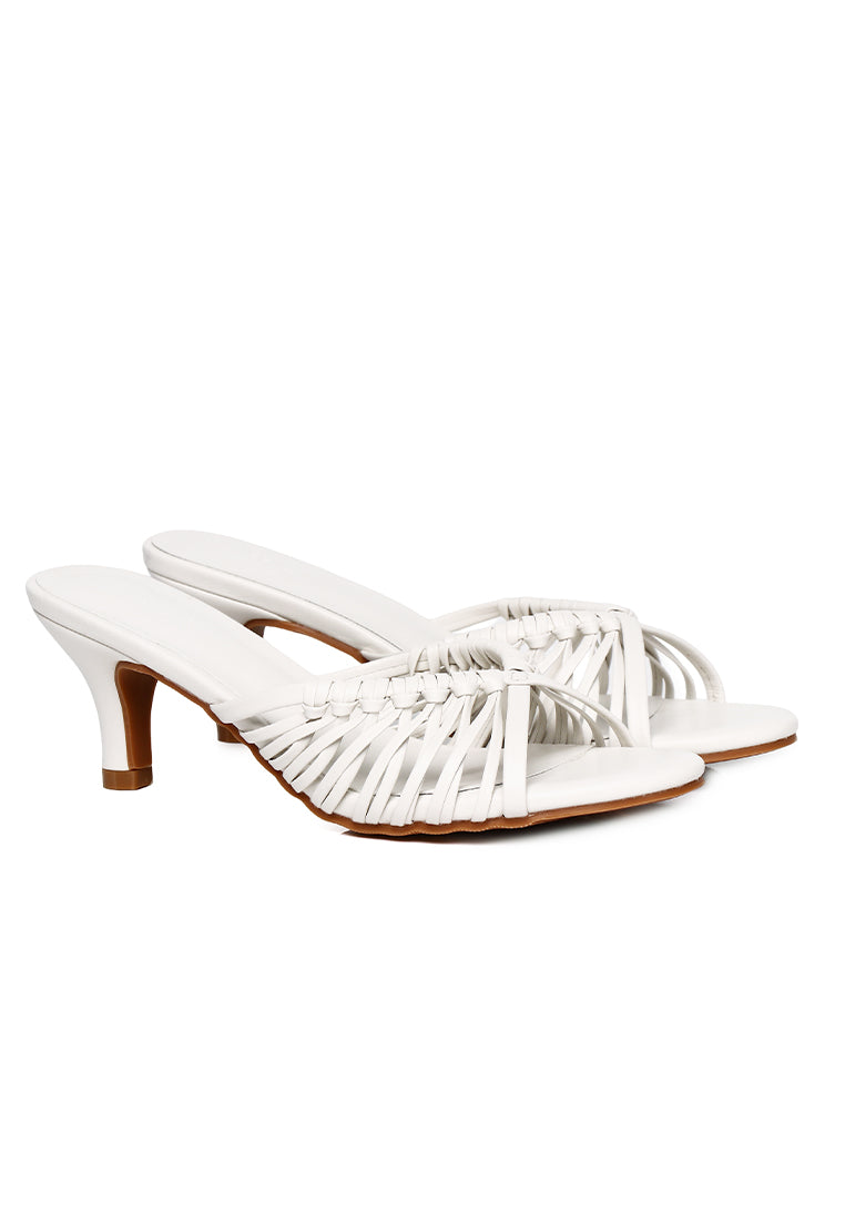 Fern Braided Slip On Heels (White)