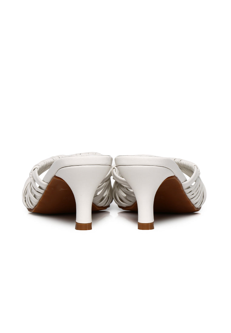 Fern Braided Slip On Heels (White)