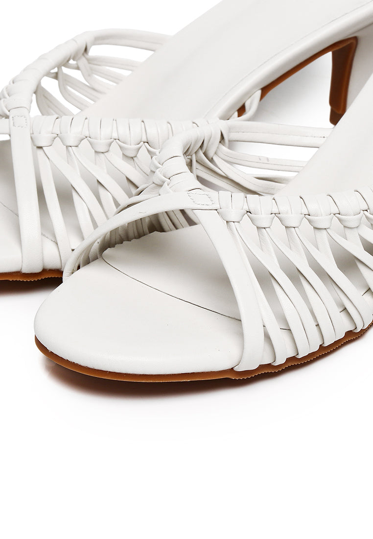 Fern Braided Slip On Heels (White)