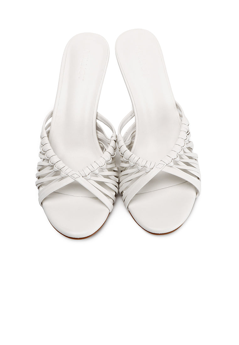 Fern Braided Slip On Heels (White)
