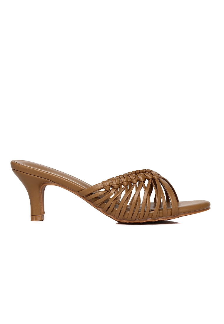 Fern Braided Slip On Heels (Brown)
