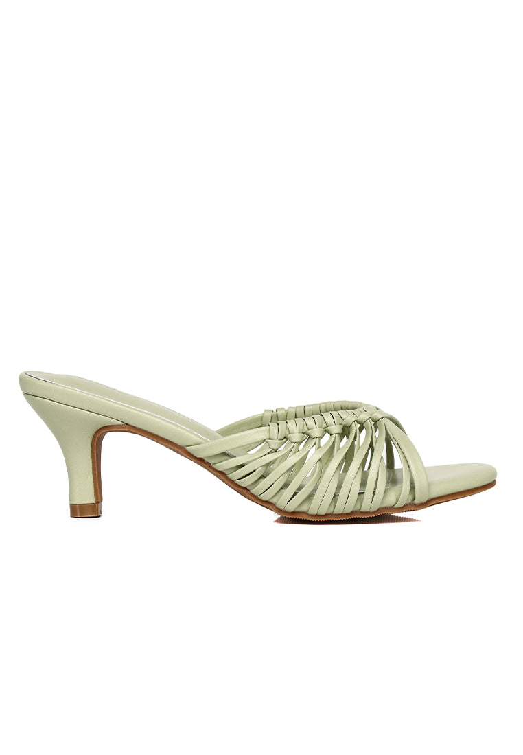 Fern Braided Slip On Heels (Sage Green)