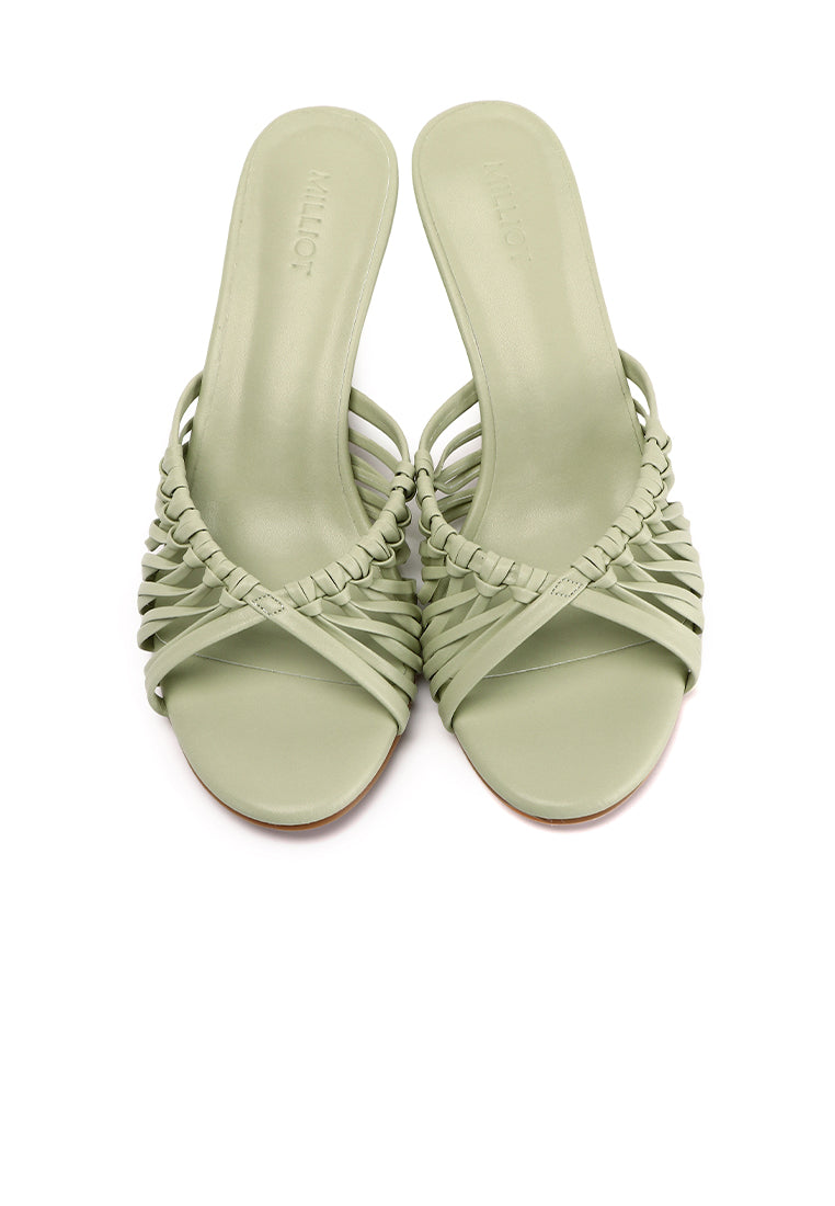 Fern Braided Slip On Heels (Sage Green)