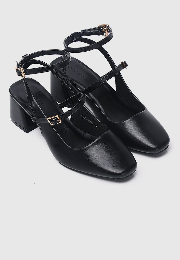 Glacier Mary Jane Block Heels (Black)