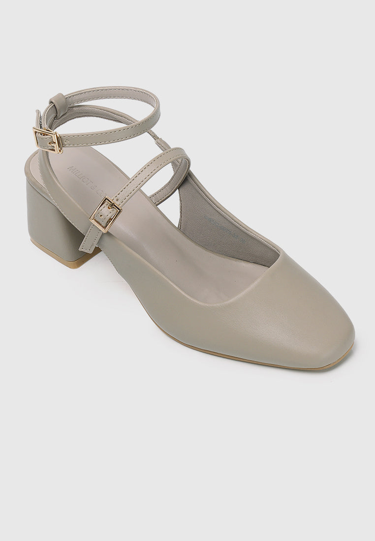 Glacier Mary Jane Block Heels (Nude)