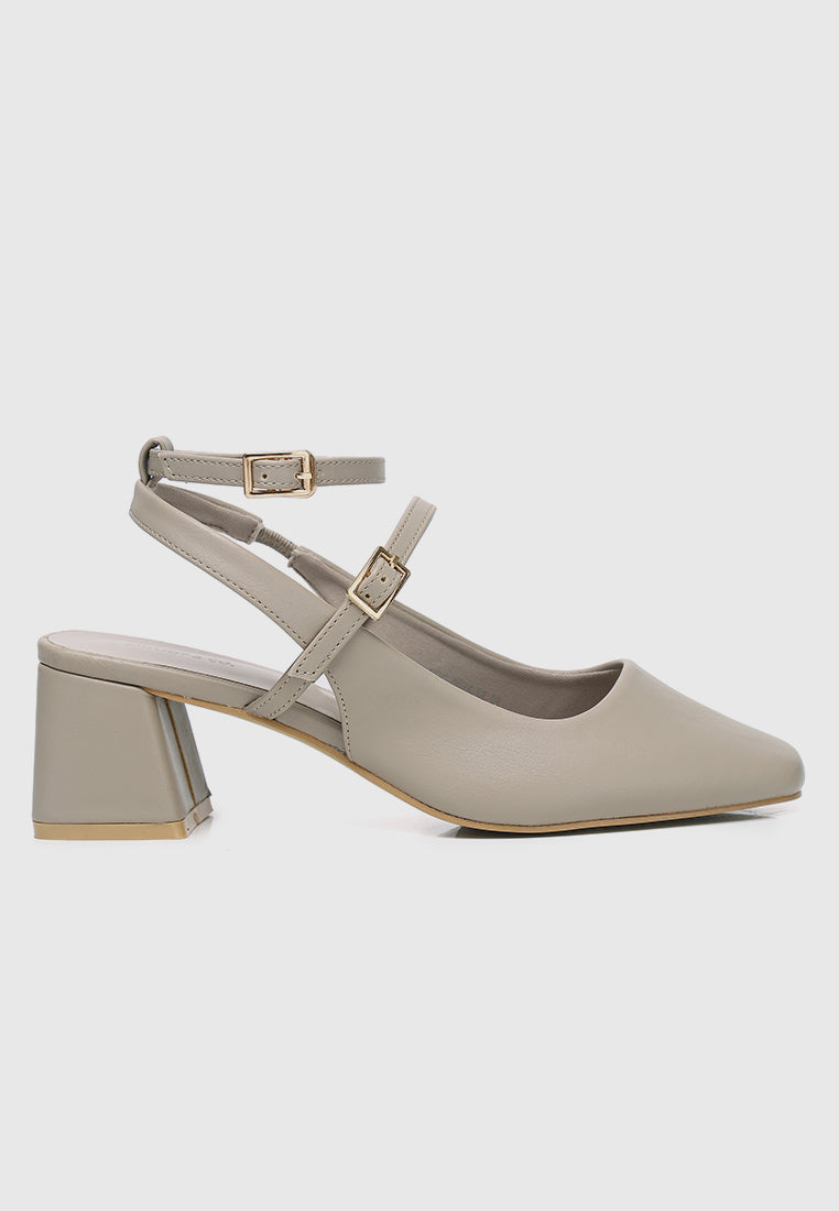 Glacier Mary Jane Block Heels (Nude)