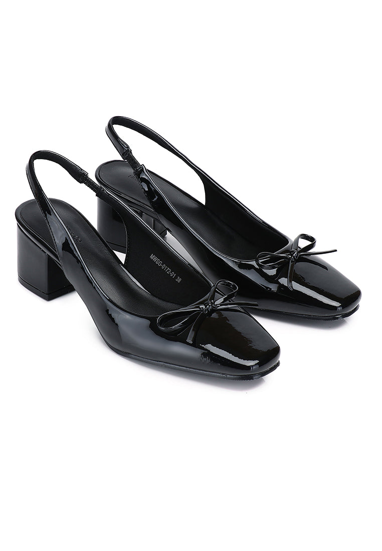 Freya Slingback Pumps With Bow (Black)