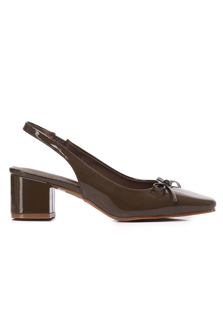Freya Slingback Pumps With Bow (Brown)