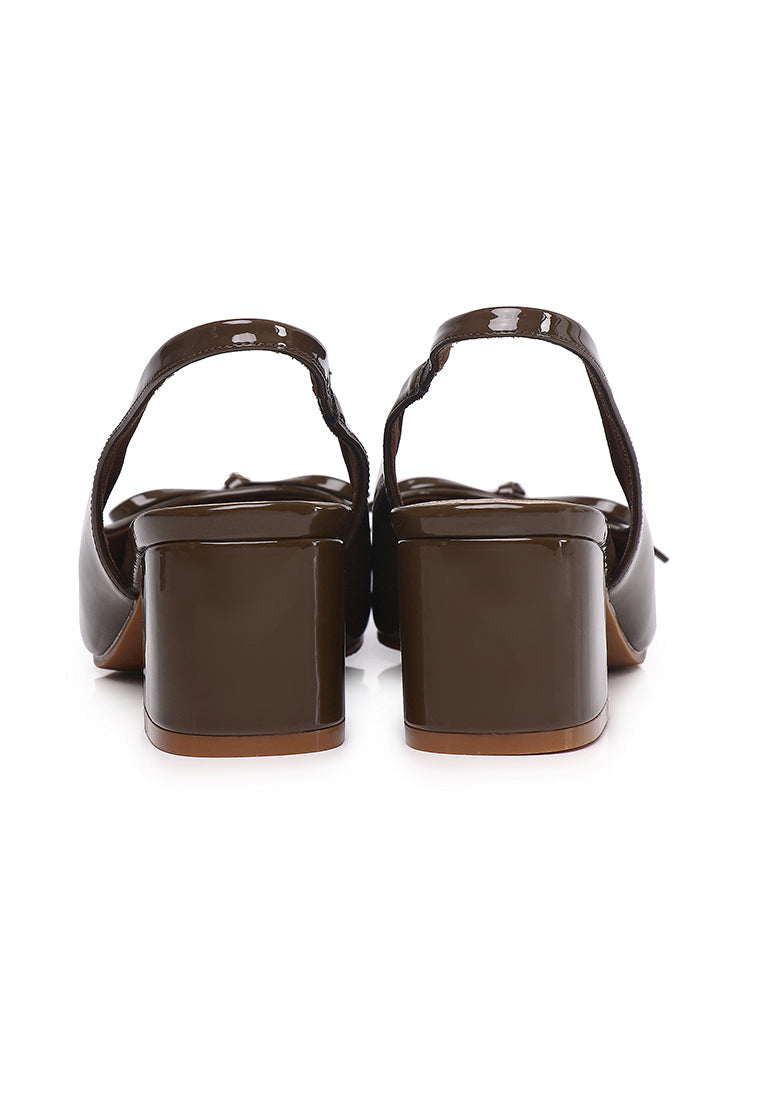 Freya Slingback Pumps With Bow (Brown)