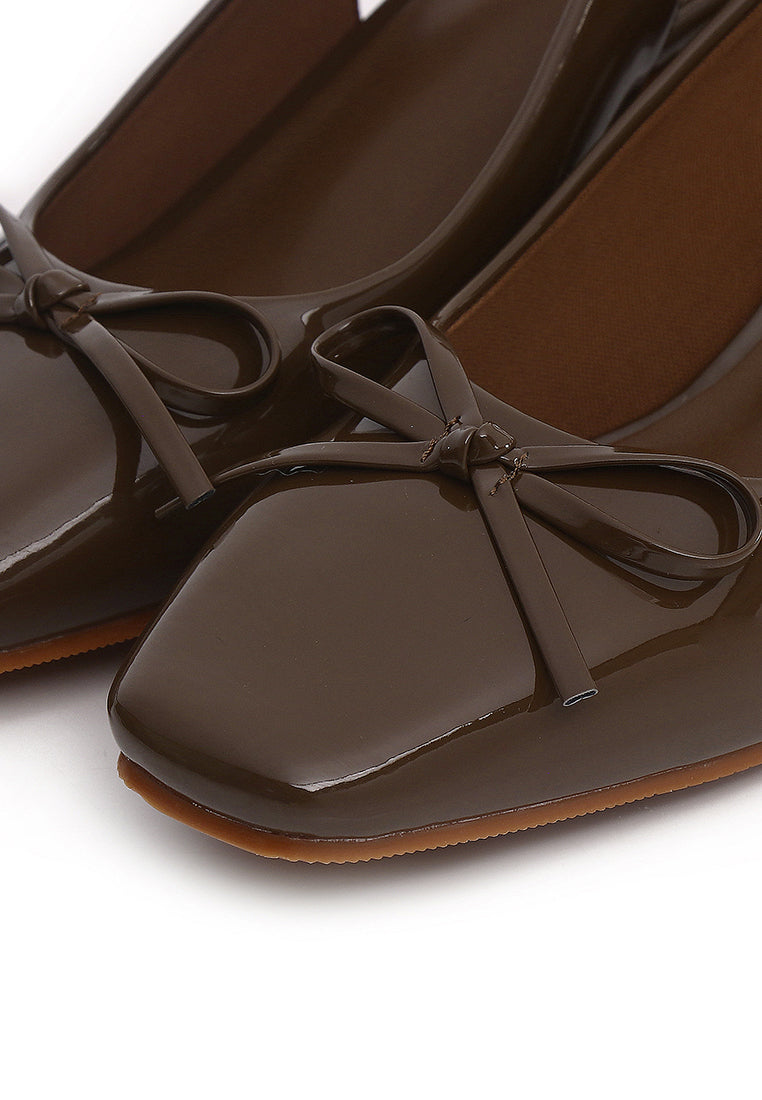 Freya Slingback Pumps With Bow (Brown)