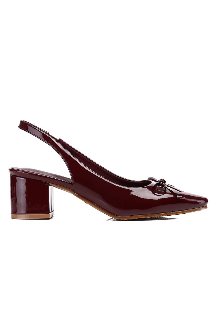 Freya Slingback Pumps With Bow (Maroon)