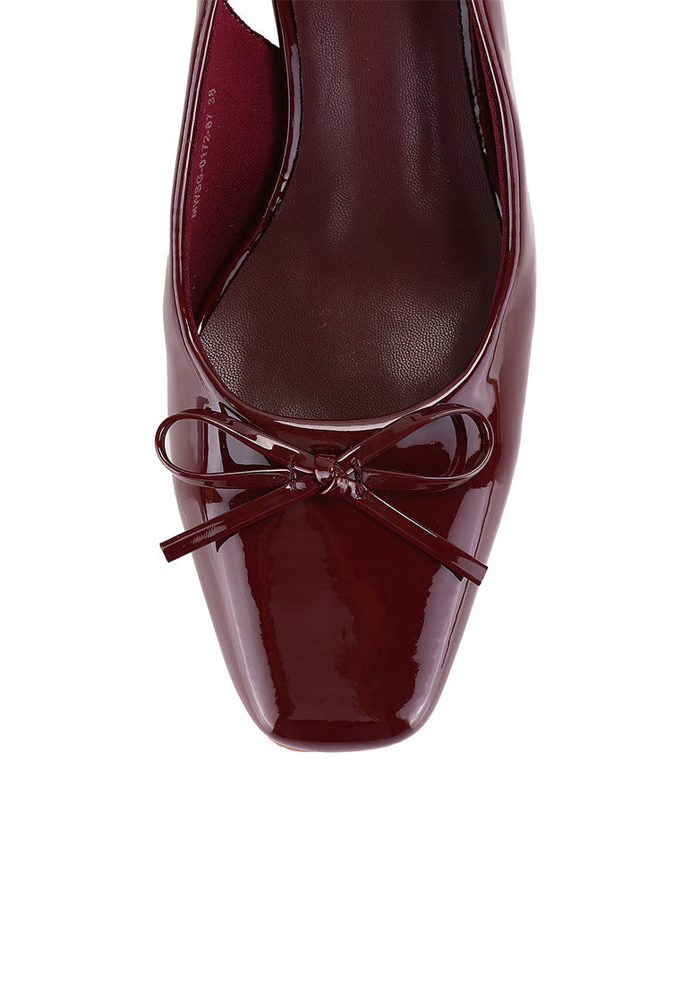 Freya Slingback Pumps With Bow (Maroon)