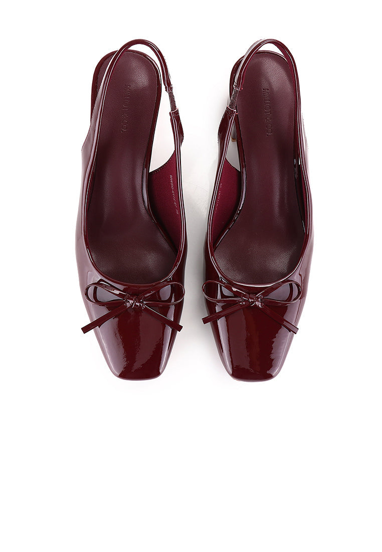Freya Slingback Pumps With Bow (Maroon)
