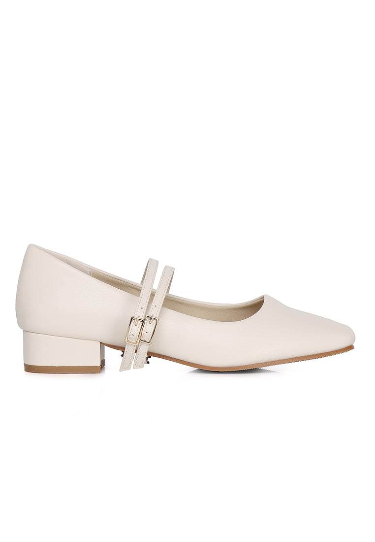 Florence Interchangeable Strap Mary Jane Pumps (Almond)