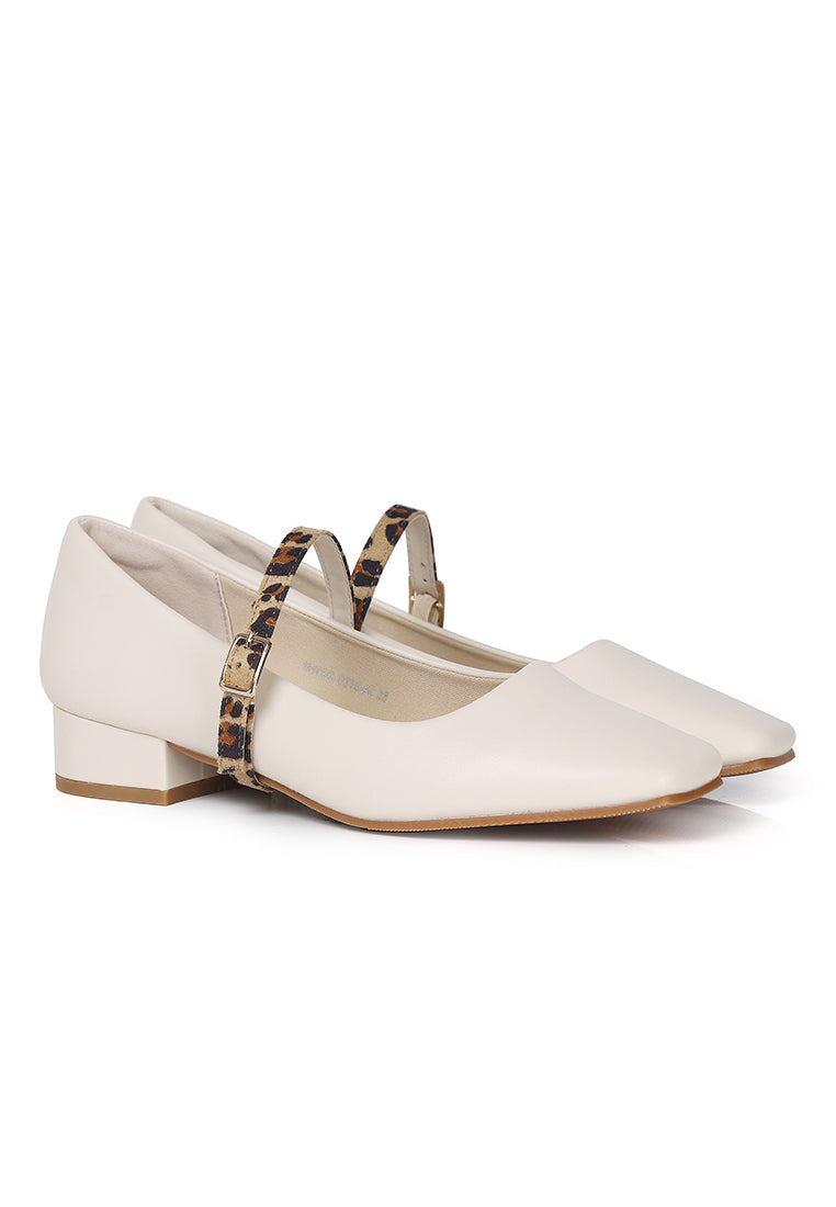 Florence Interchangeable Strap Mary Jane Pumps (Almond)