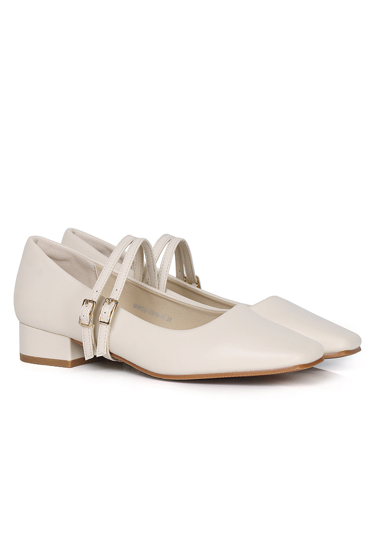 Florence Interchangeable Strap Mary Jane Pumps (Almond)