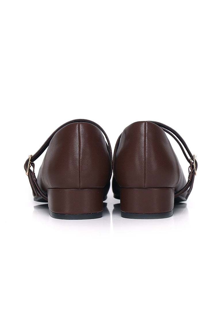 Florence Interchangeable Strap Mary Jane Pumps (Brown)