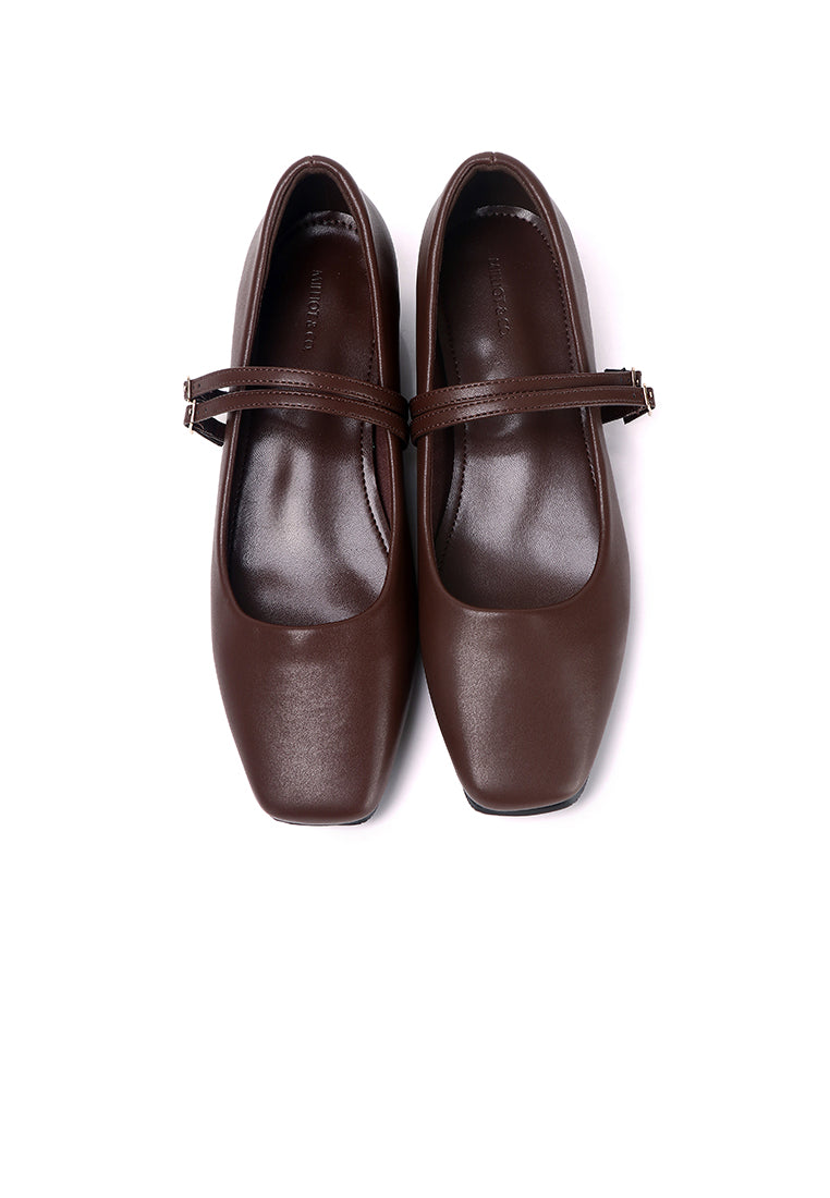Florence Interchangeable Strap Mary Jane Pumps (Brown)
