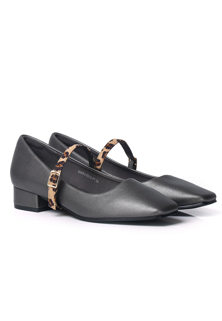 Florence Interchangeable Strap Mary Jane Pumps (Platinum)