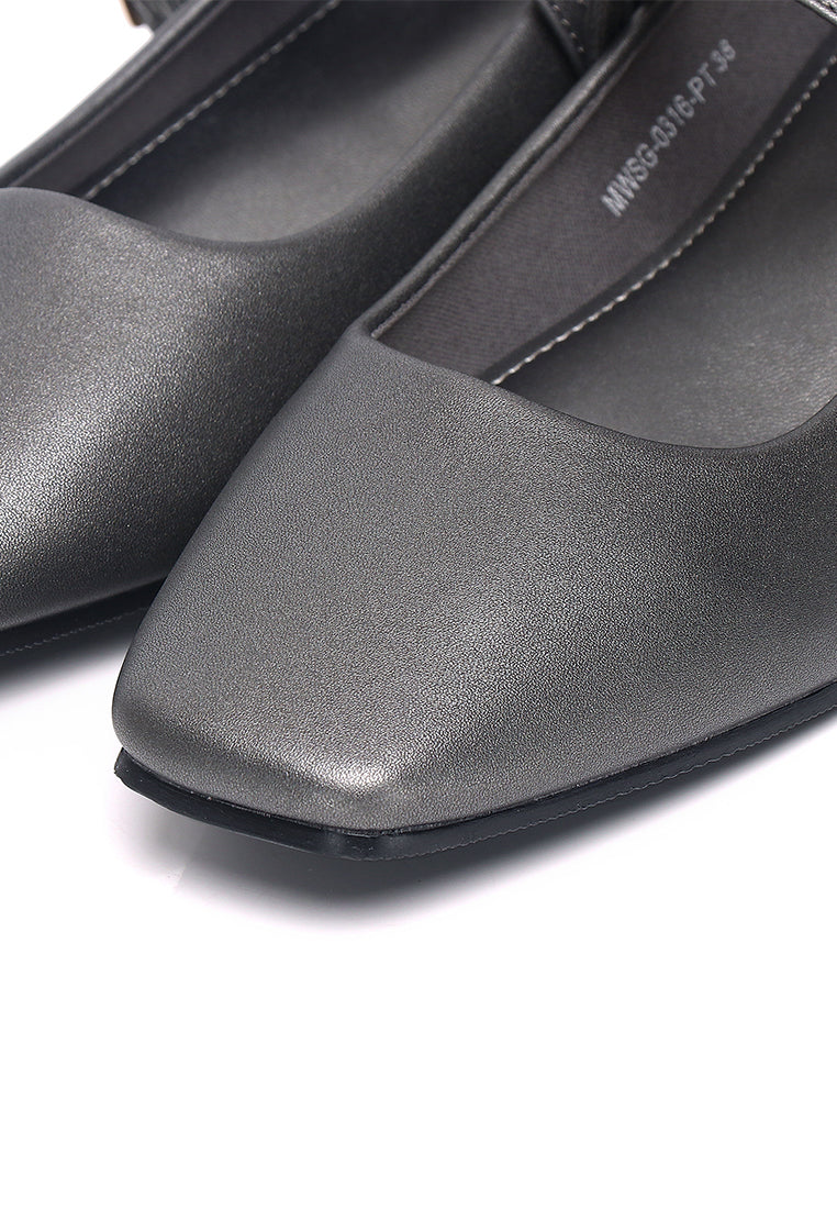 Florence Interchangeable Strap Mary Jane Pumps (Platinum)