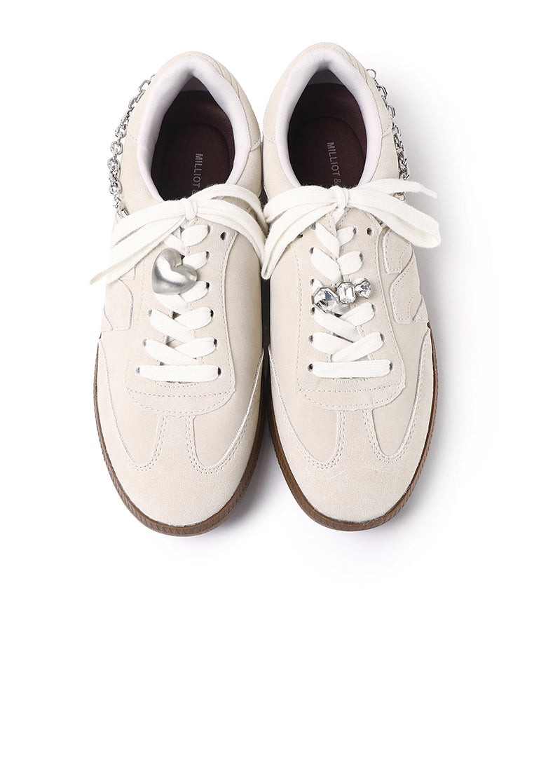 Velvia Round Toe Sneakers (Beige)