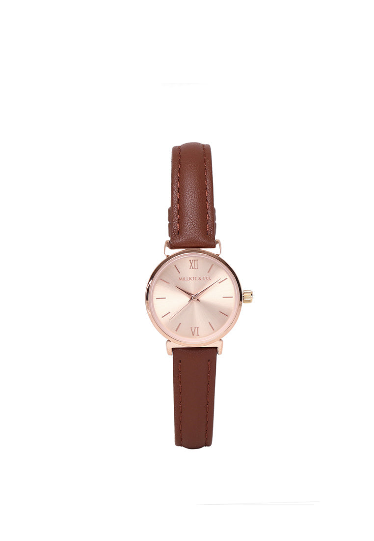 Miller Leather Strap Analog Watch (Brown)