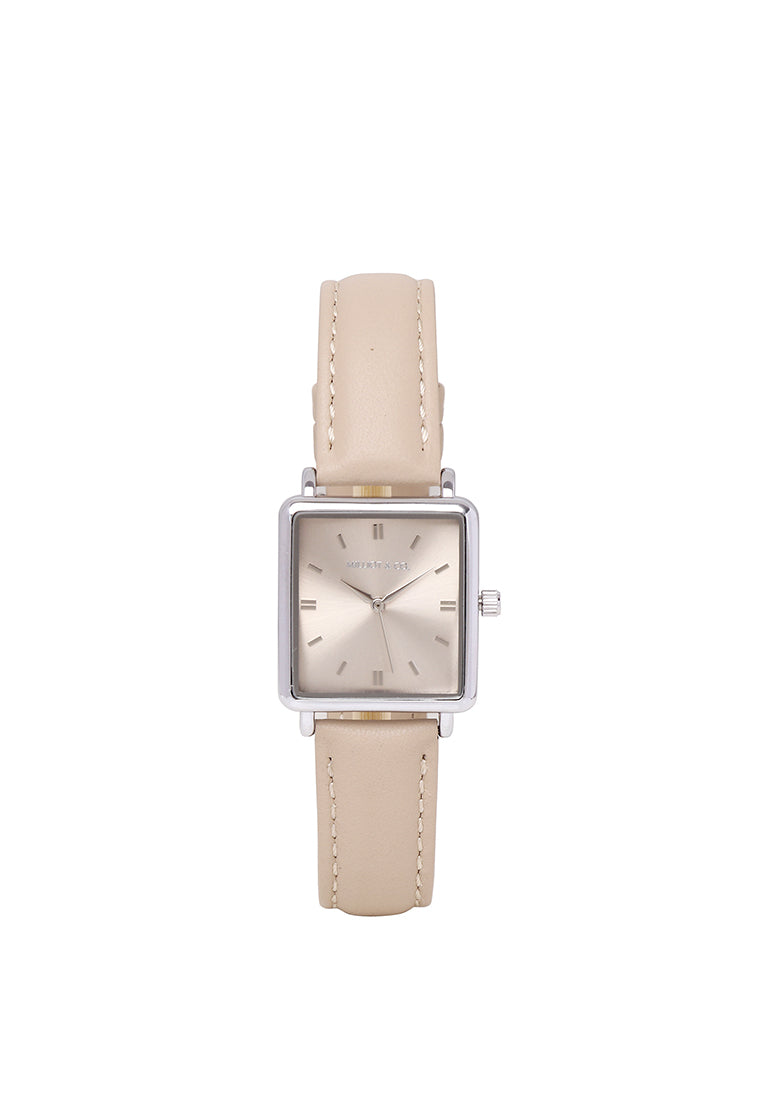Ollie Leather Strap Analog Watch (Beige)