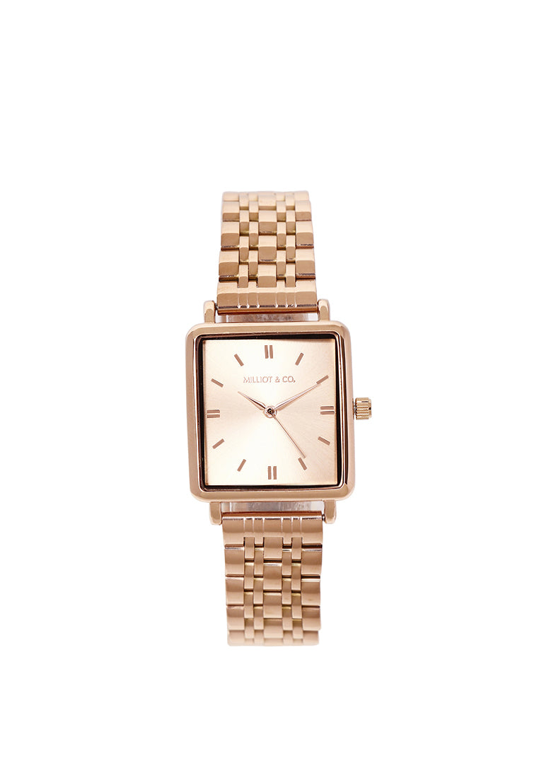 Ollie Stainless Steel Strap Analog Watch (Rose Gold)