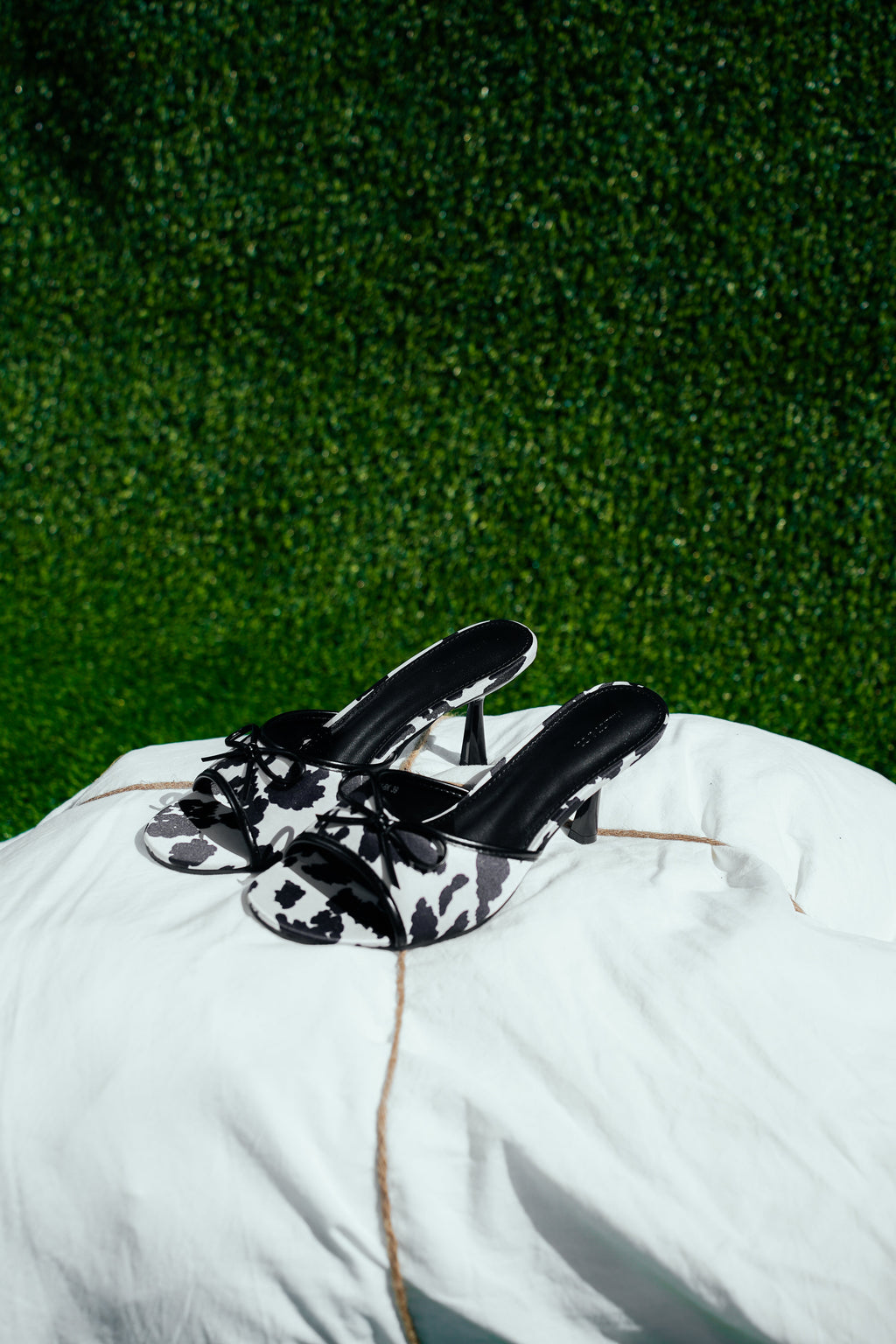 Anastasia Cow Print Heels (Black)