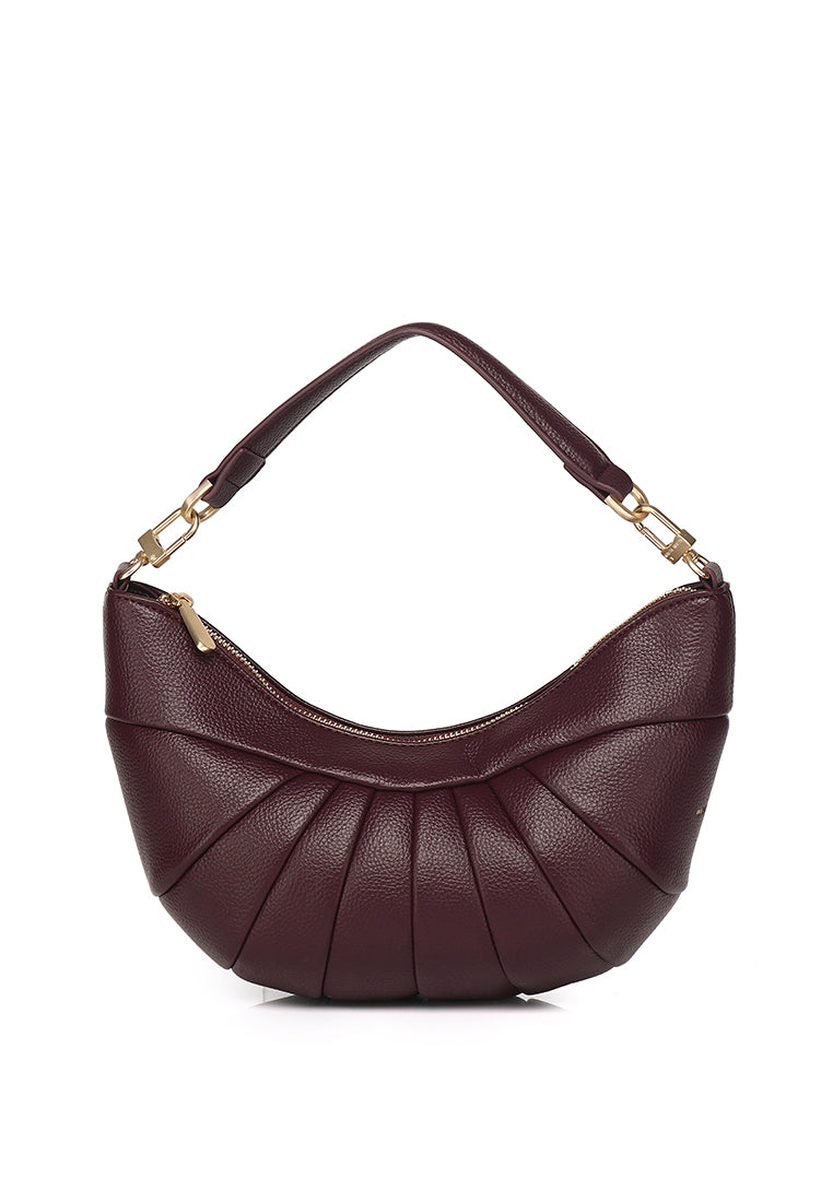 Nyra Pleated Shoulder Bag (Maroon)