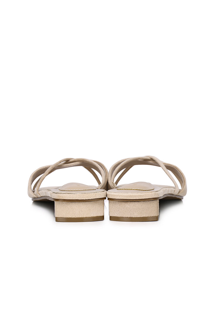 Harleen Crossed Slip Ons Sandals (Nude)