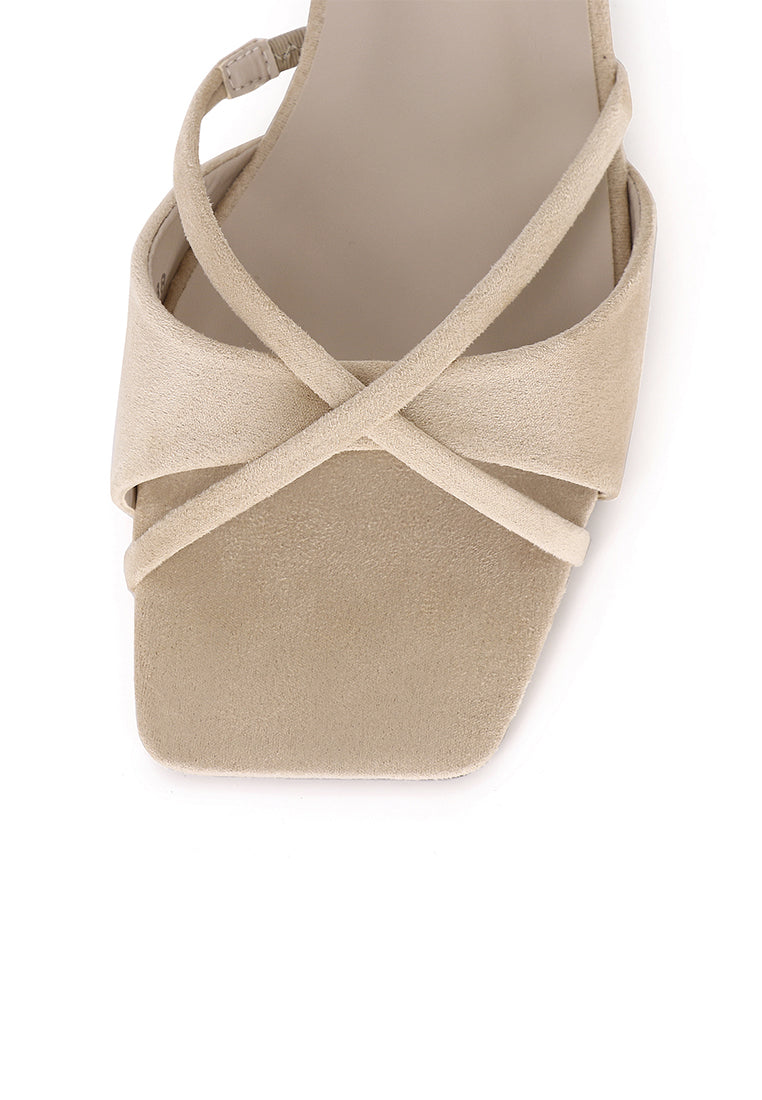 Harleen Crossed Slip Ons Sandals (Nude)
