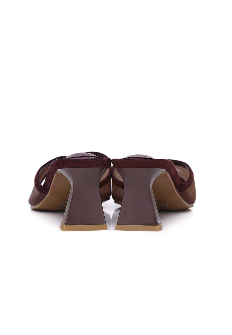 Haira Mesh Slip Ons Heels (Maroon)