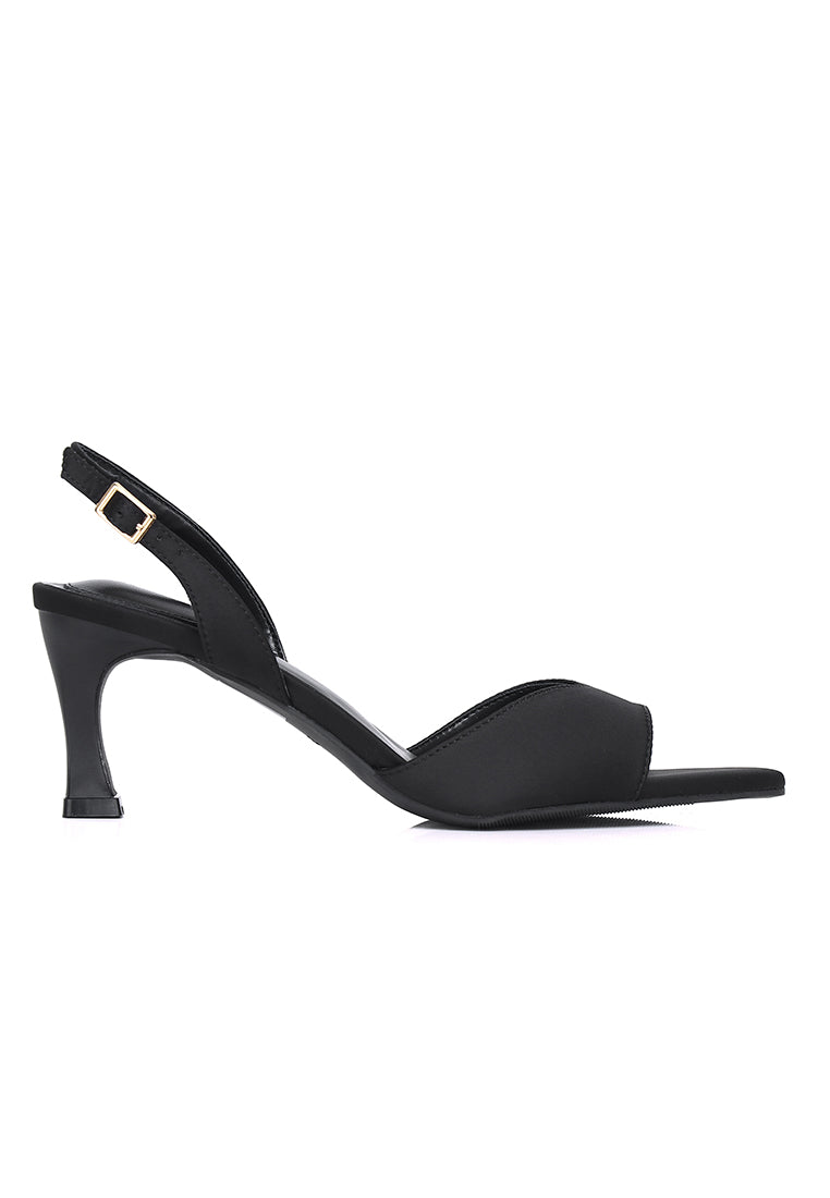 Herlina Pointed Toe Slingback Heels (Black)