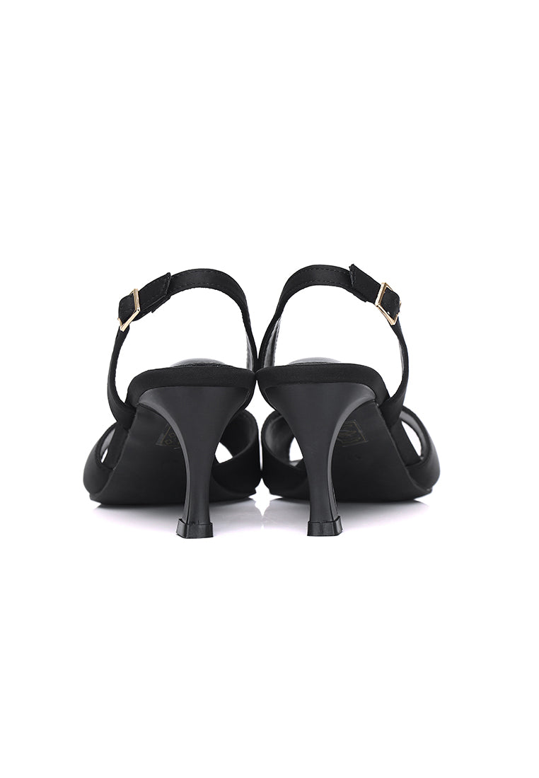 Herlina Pointed Toe Slingback Heels (Black)