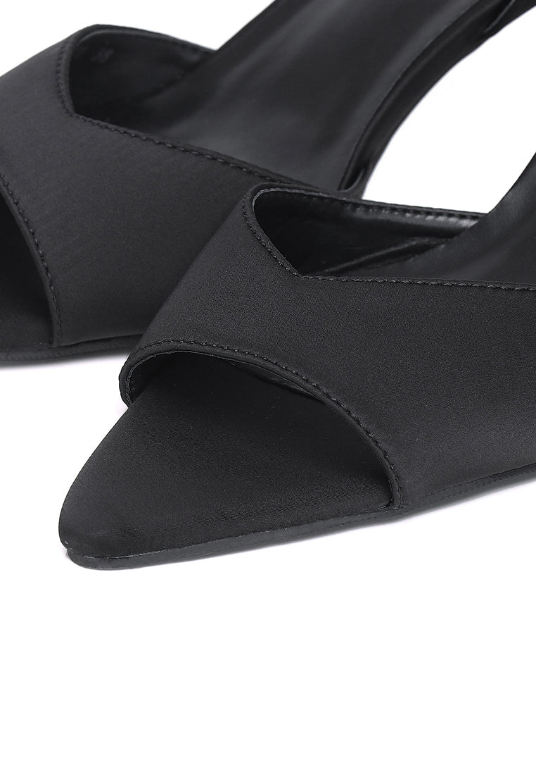 Herlina Pointed Toe Slingback Heels (Black)