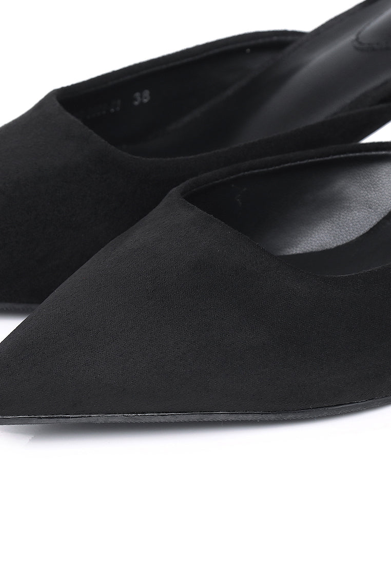 Hana Suede Pumps Heels (Black)