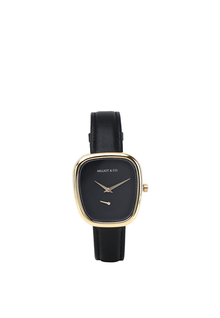 Nova Gold Leather Analog Watch (Black)