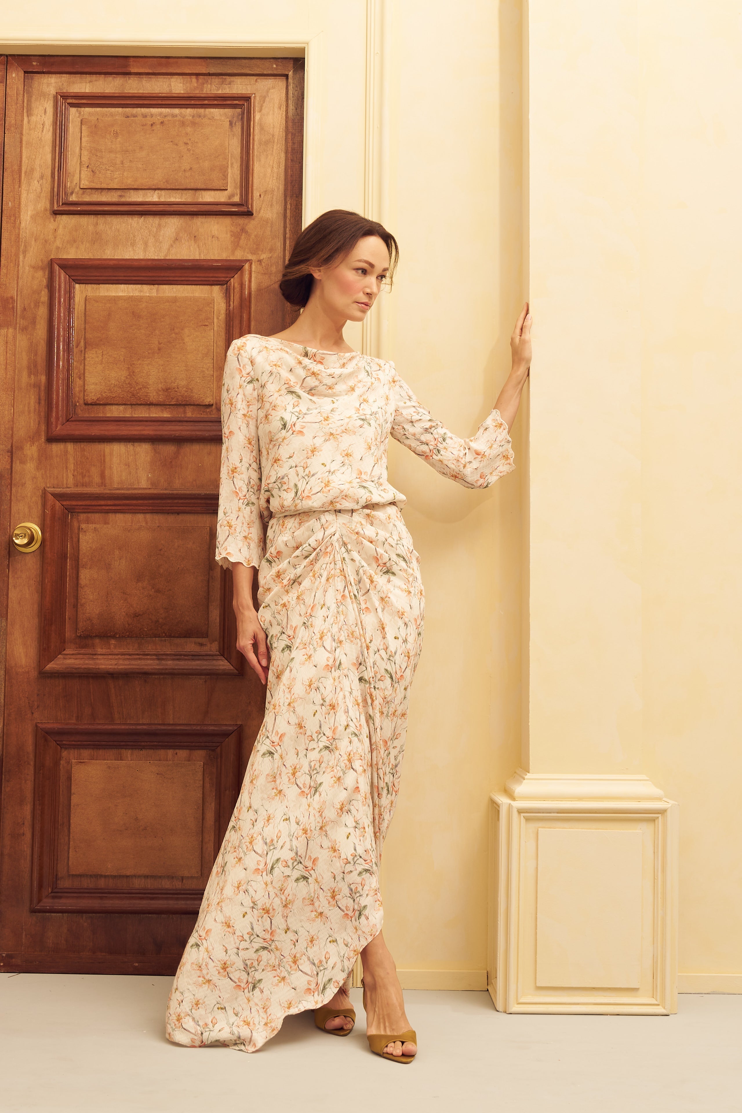 Herlina Pointed Toe Slingback Heels (Mustard)